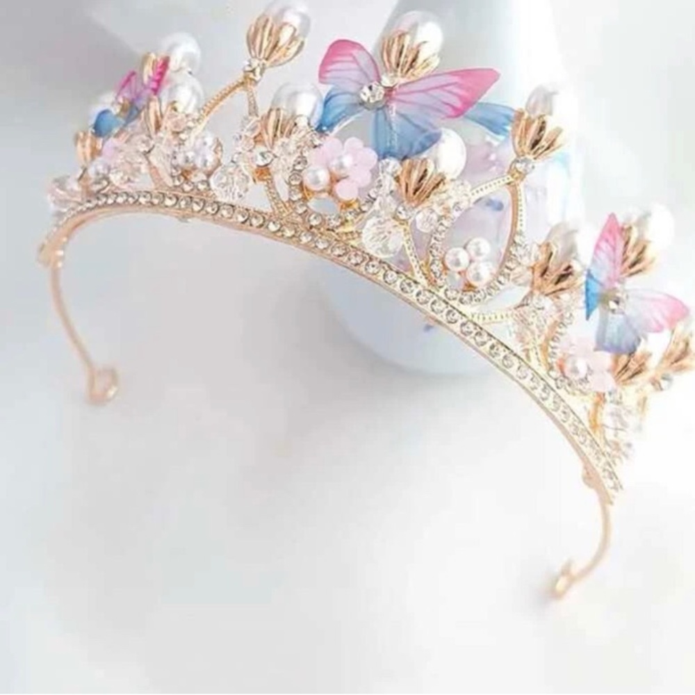 💎RHINESTONES PEARL BUTTERFLY 🦋 HEADBAND TIARA